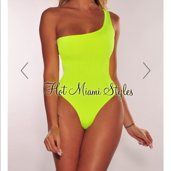 Hot Miami Styles Tops - Hot Miami Styles Neon Yellow Bodysuit